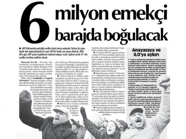 6 MİLYON EMEKÇİ BARAJDA BOĞULACAK