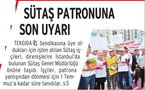 ‘ SÜTAŞ PATRONUNA ‘ SON UYARI