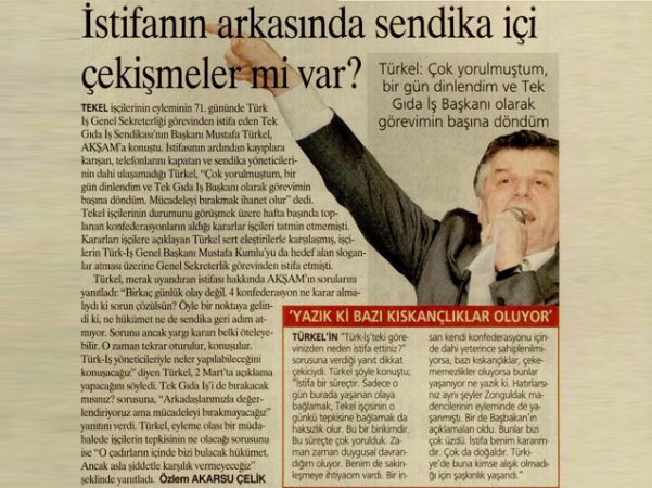 İSTİFANIN ARKASINDA SENDİKA İÇİ ÇEKİŞMELER Mİ VAR?