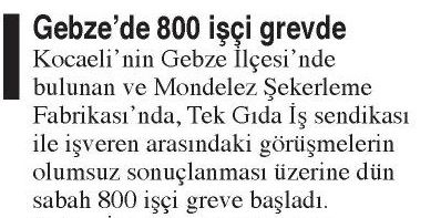 GEBZE’DE 800 İŞÇİ GREVDE