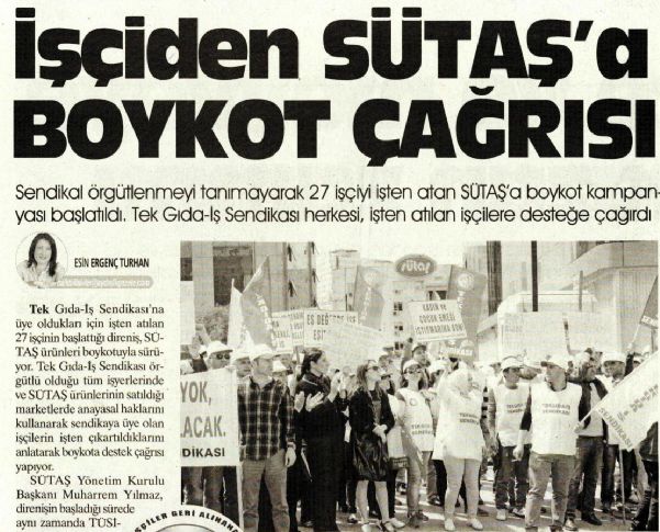 İŞÇİDEN SÜTAŞ’A BOYKOT ÇAĞRISI