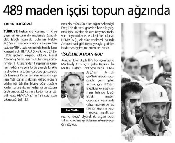 489 MADEN İŞÇİSİ TOPUN AĞZINDA