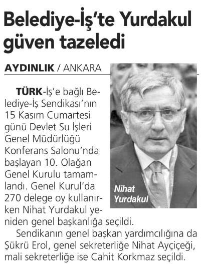 BELEDİYE-İŞ’TE YURDAKUL GÜVEN TAZELEDİ