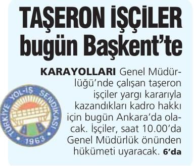 TAŞERON İŞÇİLER BUGÜN BAŞKENT’TE