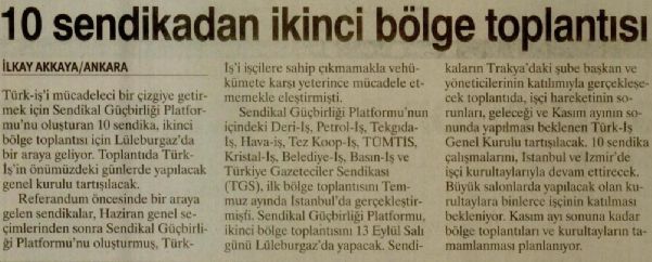 10 SENDİKADAN İKİNCİ BÖLGE TOPLANTISI