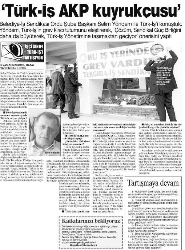 ‘TÜRK-İŞ AKP KUYRUKCUSU’