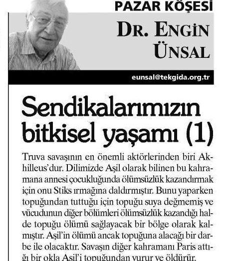 SENDİKALARIMIZIN BİTKİSEL YAŞAMI (1)