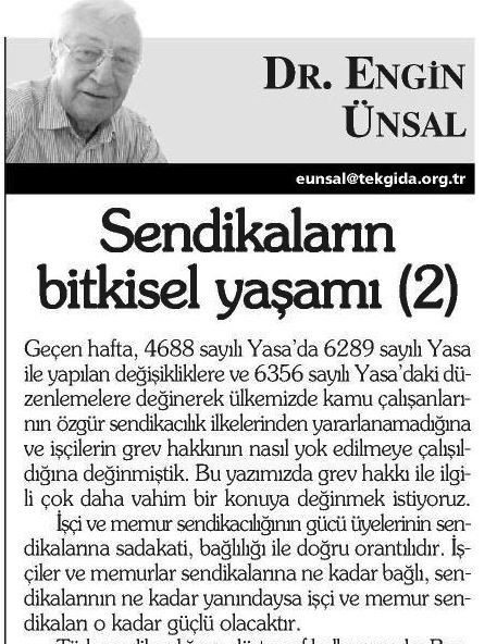 SENDİKALARIN BİTKİSEL YAŞAMI (2)