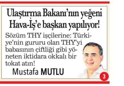 ULAŞTIRMA BAKANI’NIN YEĞENİ HAVA-İŞ’E BAŞKAN YAPILIYOR!