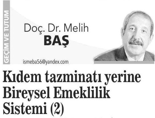 KIDEM TAZMİNATI YERİNE BİREYSEL EMEKLİLİK SİSTEMİ (2)