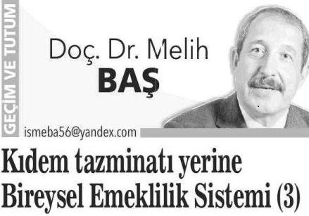KIDEM TAZMİNATI YERİNE BİREYSEL EMEKLİLİK SİSTEMİ(3)
