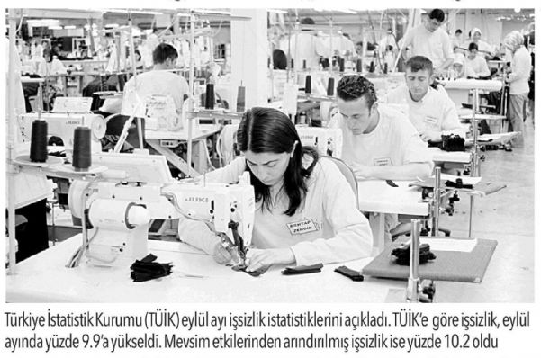 TÜİK’E GÖRE İŞSİZLİK YÜZDE 10