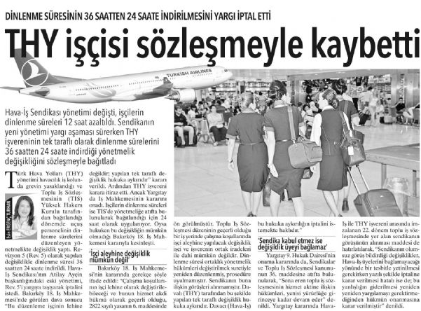 THY İŞÇİSİ SÖZLEŞMEYLE KAYBETTİ