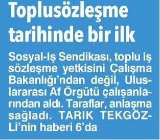 TOPLU SÖZLEŞME TARİHİNDE BİR İLK