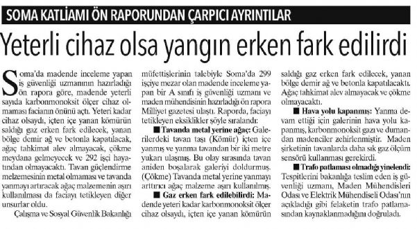 SOMA KATLİAMI ÖN RAPORUNDAN ÇARPICI AYRINTILAR