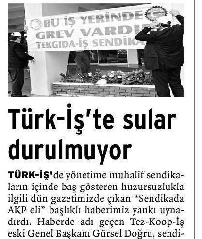 TÜRK-İŞ’TE SULAR DURULMUYOR