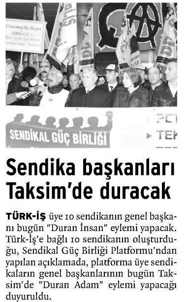 SENDİKA BAŞKANLARI TAKSİM’DE DURACAK