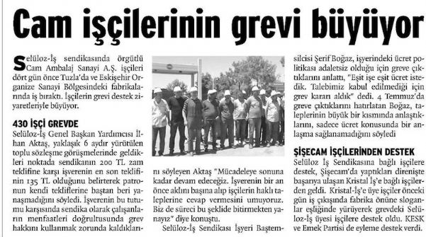 CAM İŞÇİLERİNİN GREVİ BÜYÜYOR