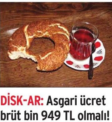 DİSK-AR: ASGARİ ÜCRET BRÜT BİN 949 TL OLMALI!