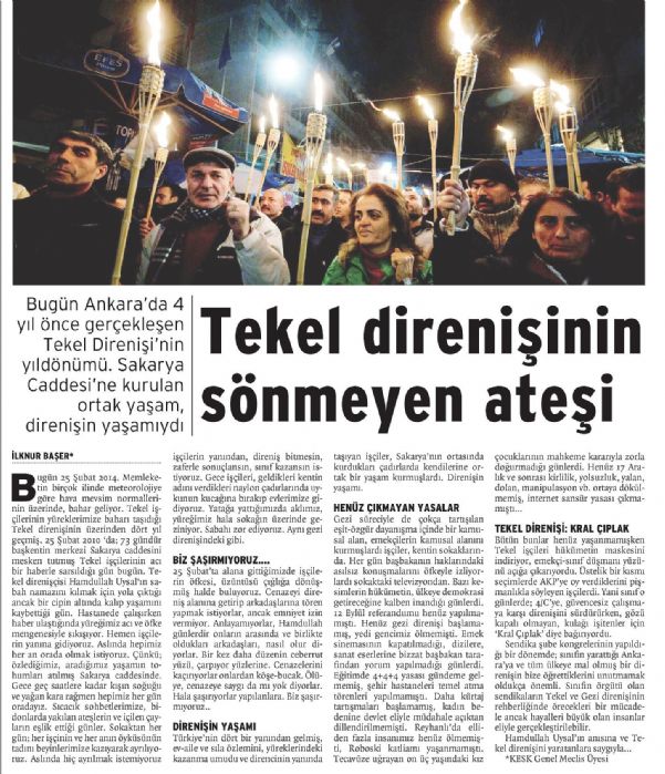 TEKEL DİRENİŞİNİN SÖNMEYEN ATEŞİ