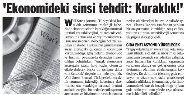 EKONOMİDEKİ SİNSİ TEHDİT: KURAKLIK