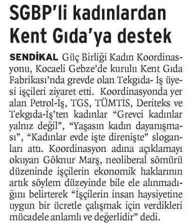 SGBP’Lİ KADINLARDAN KENT GIDA’YA DESTEK