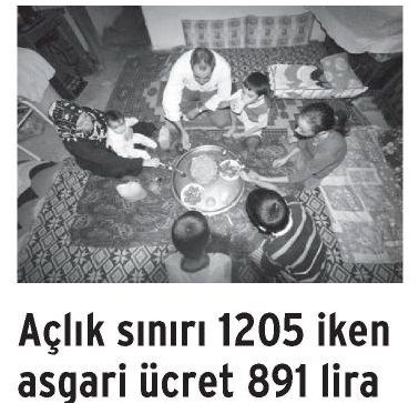 AÇLIK SINIRI 1205 İKEN ASGARİ ÜCRET 891 LİRA