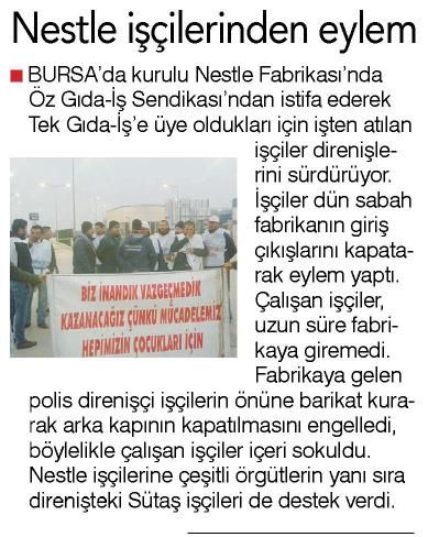 NESTLE İŞÇİLERİNDEN EYLEM