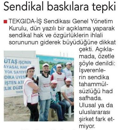 SENDİKAL BASKILARA TEPKİ