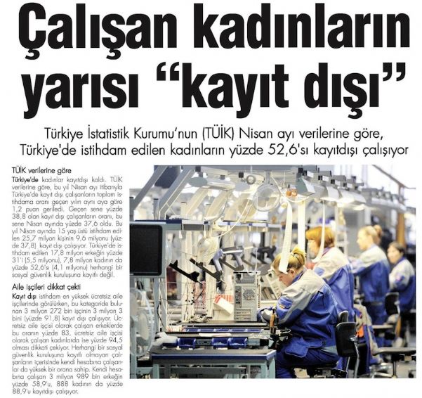 ÇALIŞAN KADINLARIN YARISI KAYITDIŞI