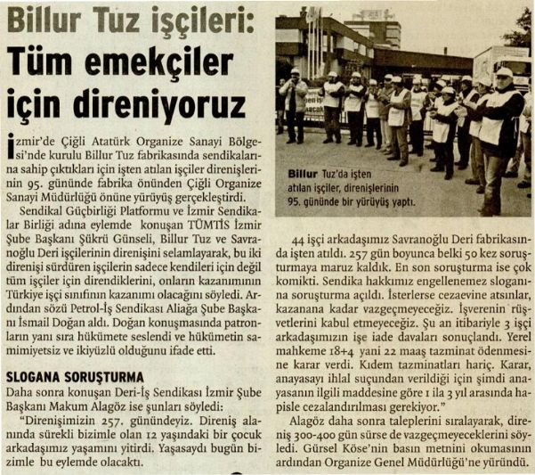 BİLLUR TUZ İŞÇİLERİ: TÜM EMEKÇİLER DİRENİYORUZ