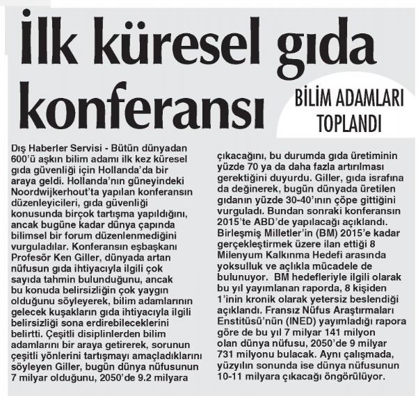 İLK KÜRESEL GIDA KONFERANSI