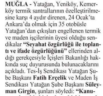 SENDİKALARDAN SUÇ DUYURUSU