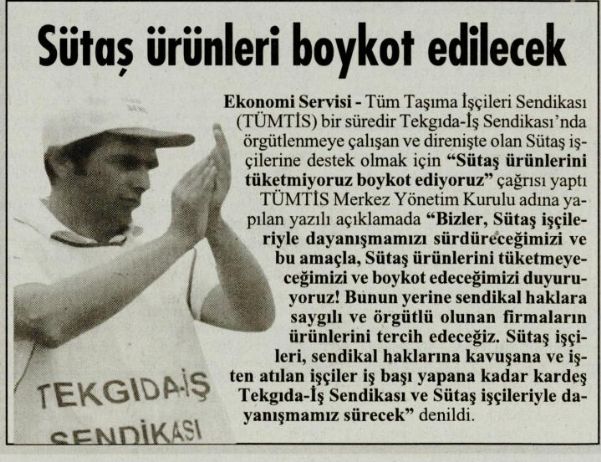 SÜTAŞ ÜRÜNLERİ BOYKOT EDİLECEK