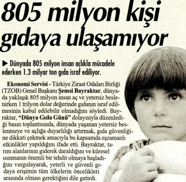 805 MİLYON KİŞİ GIDAYA ULAŞAMIYOR