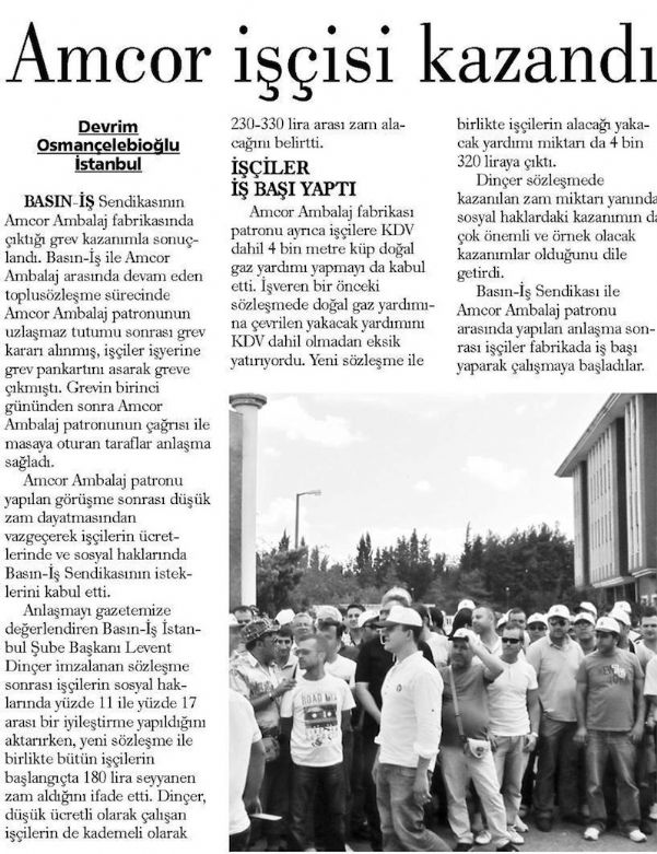 AMCOR İŞÇİSİ KAZANDI