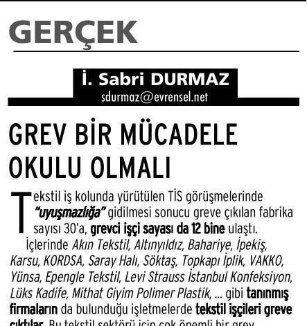 GREV BİR MÜCADELE OKULU OLMALI