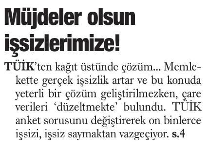 MÜJDELER OLSUN İŞSİZLERİMİZE!