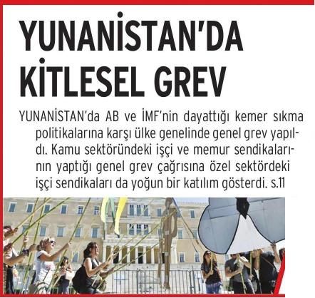 YUNANİSTAN’DA KİTLESEL GREV