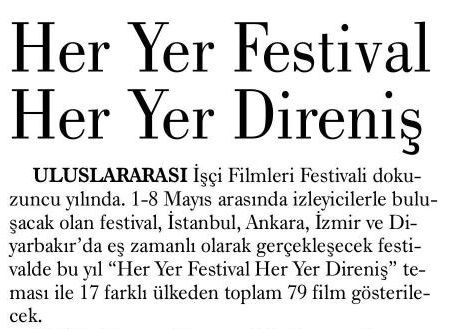 HER YER FESTİVAL HER YER DİRENİŞ
