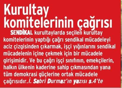 KURULTAY KOMİTELERİNİN ÇAĞRISI
