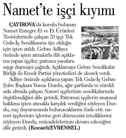 NAMET’TE İŞÇİ KIYIMI