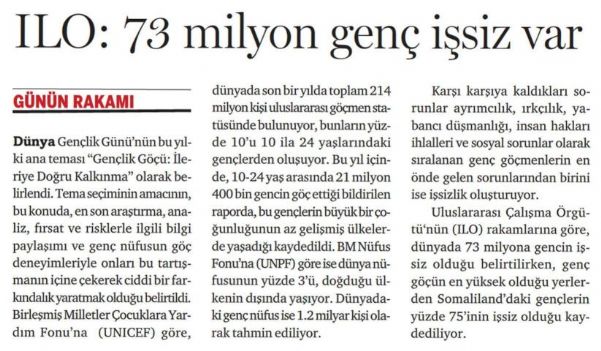 ILO: 73 MİLYON GENÇ İŞSİZ VAR