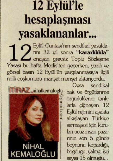12 EYLÜL’LE HESAPLAŞMASI YASAKLANANLAR