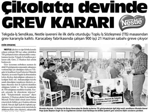 ÇİKOLATA DEVİNDE GREV KARARI