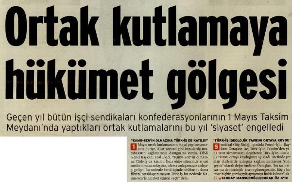 ORTAK KUTLAMAYA HÜKÜMET GÖLGESİ