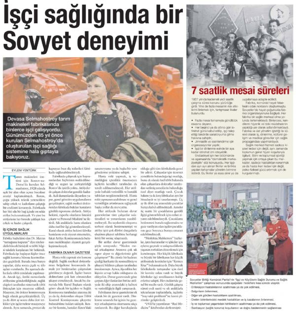 İŞÇİ SAĞLIĞINDA BİR SOVYET DENEYİMİ