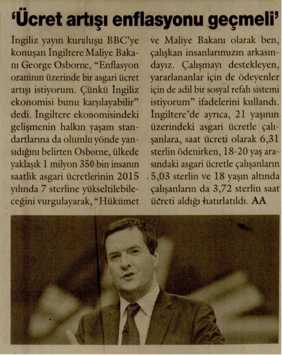 ÜCRET ARTIŞI ENFLASYONU GEÇMELİ