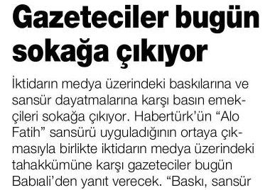 GAZETECİLER BUGÜN SOKAĞA ÇIKIYOR