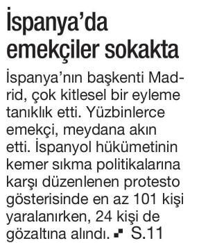 İSPANYA’DA EMEKÇİLER SOKAKTA